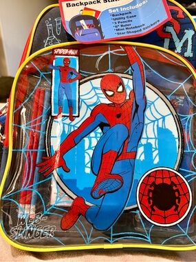 Marvel Spider-Man Kids Backpack Set in Red, Blue & Yellow Trim